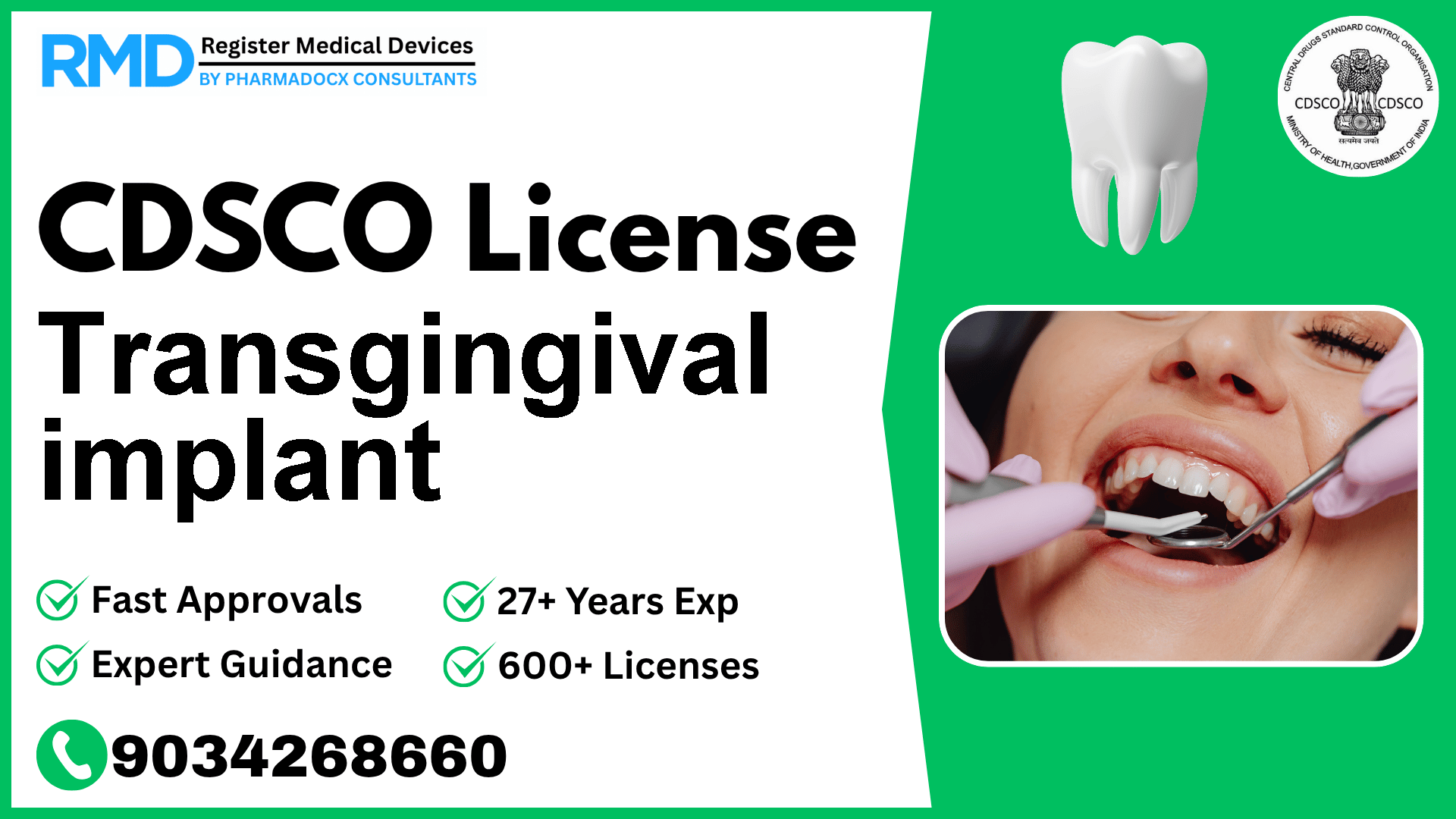 CDSCO License for Transgingival implant