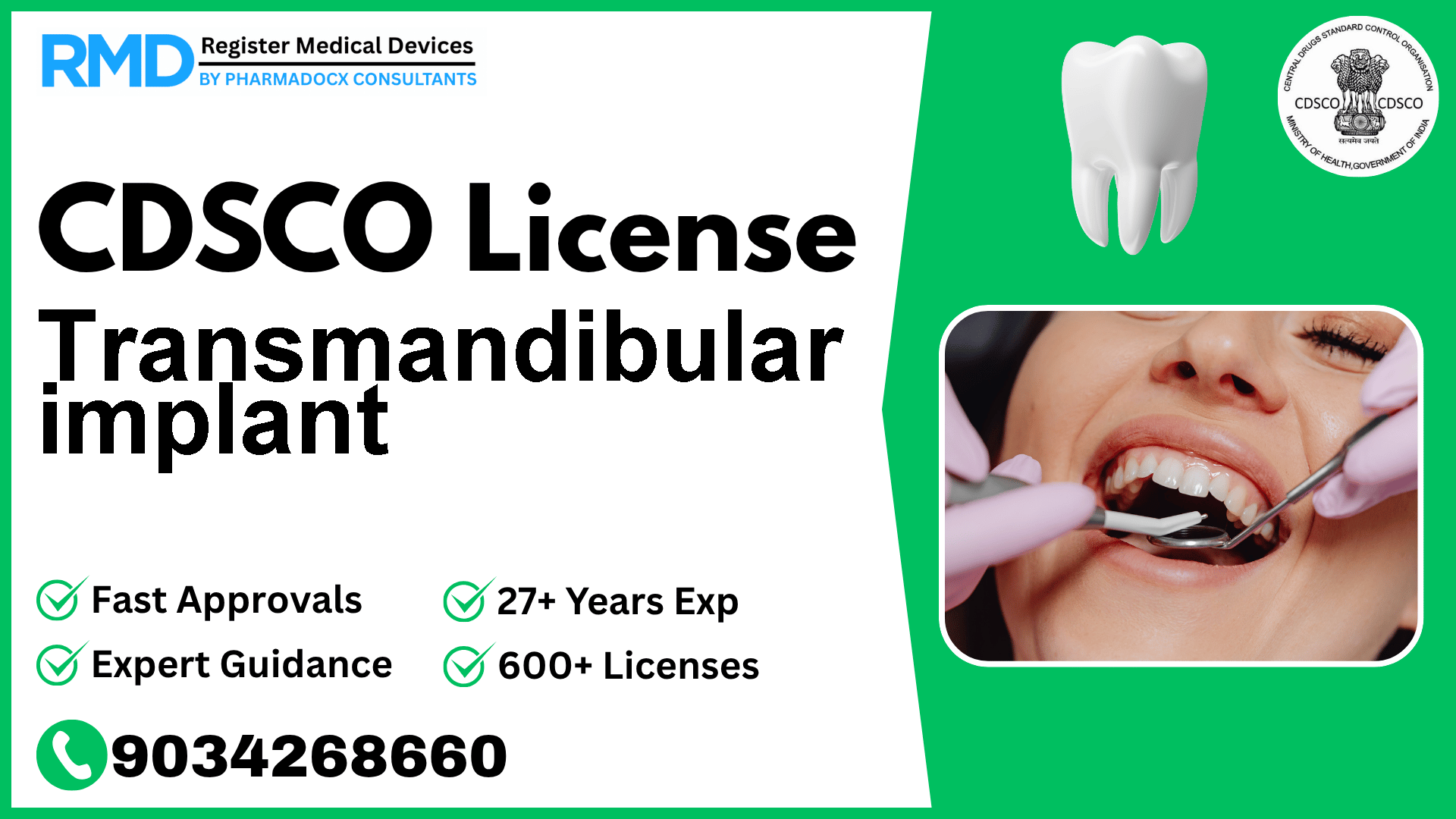 CDSCO License for Transmandibular implant