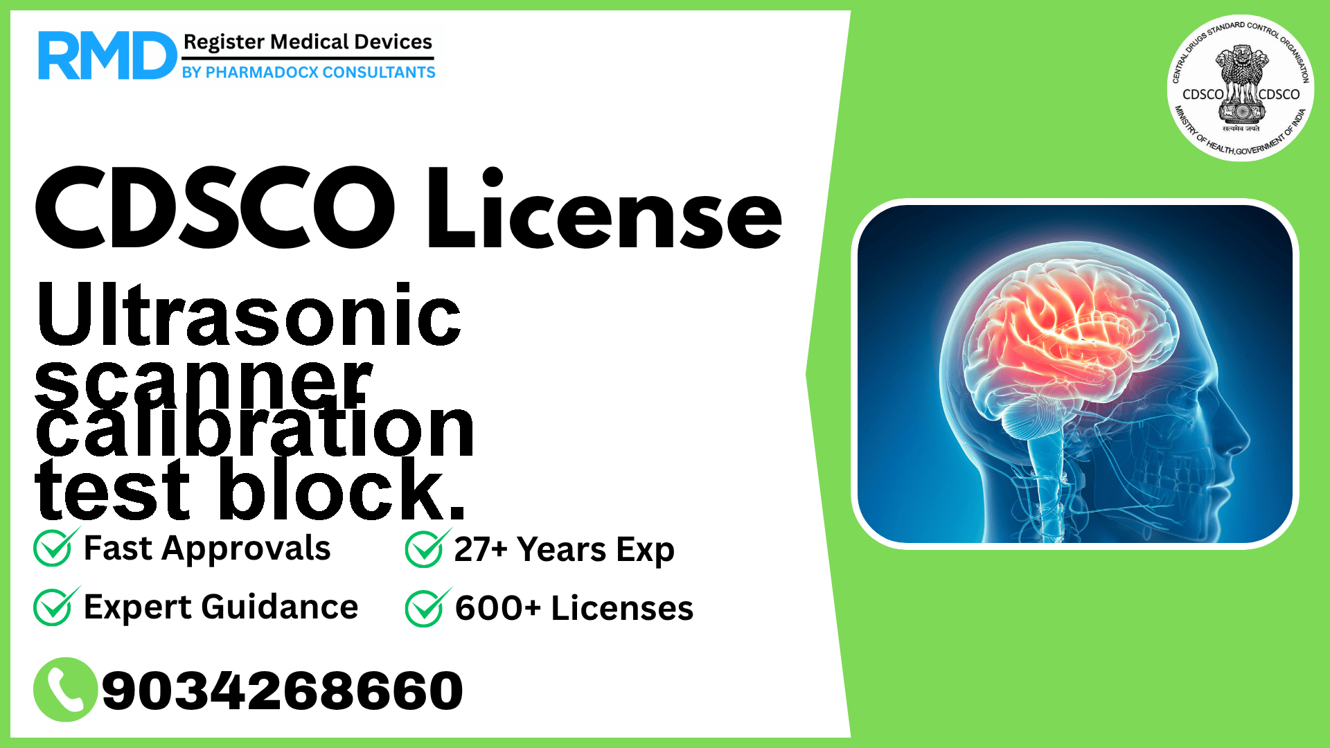 CDSCO License for Ultrasonic scanner calibration test block.