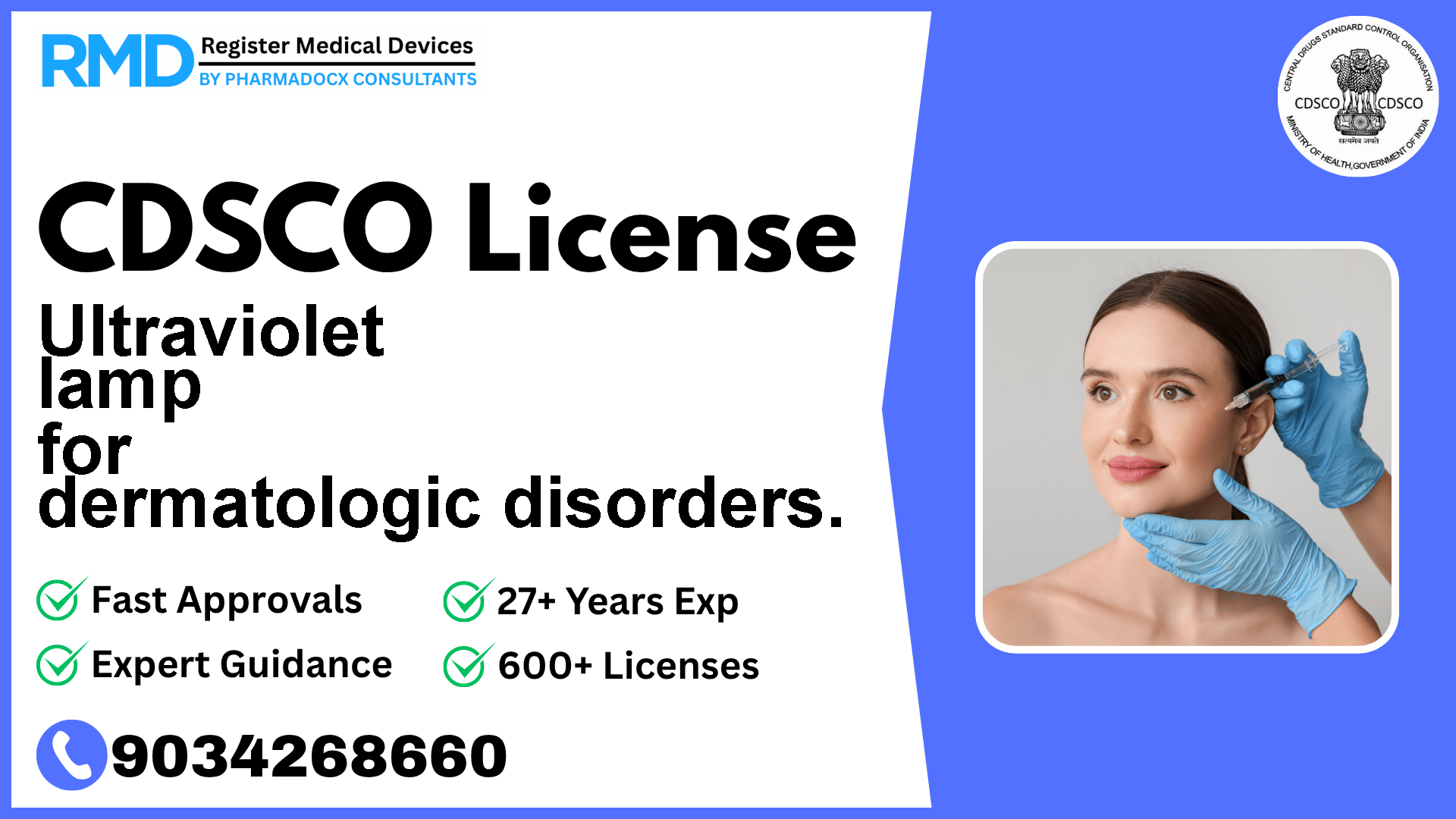 CDSCO License for Ultraviolet lamp for dermatologic disorders.