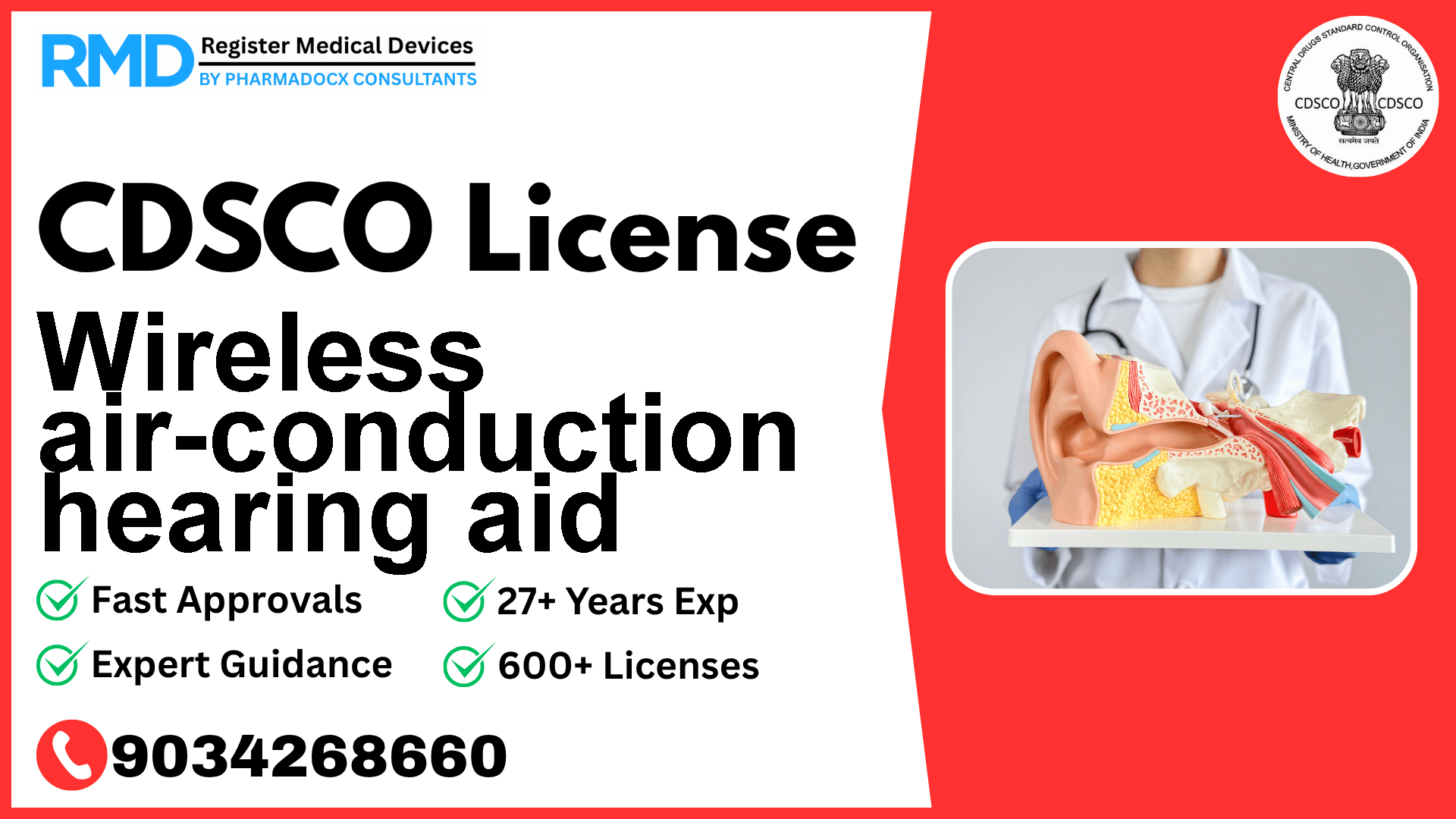 CDSCO License for Wireless air-conduction hearing aid